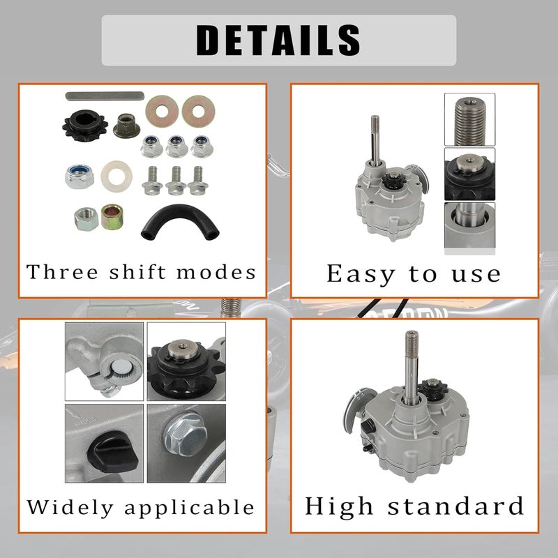 marddpair Go Kart Forward Reverse Gearbox Replacement for 2HP-13HP Engine Local 10T #40 41 and 12T #35 TAV30 Series, 3 Shift Modes 2300 RPM - Image 5